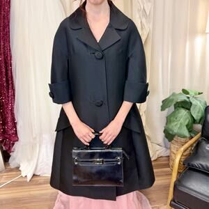 Vintage 60s Jackie Mod Swing Coat Elegant Bell Sleeve Old Money Luxury Coquette